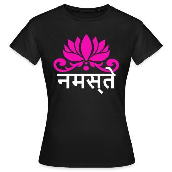 Yoga Gansha Namaste Sanskrit Namaste Méditation - T-shirt Femme - noir - Devant - AI Model Female 172 dark (172cm)