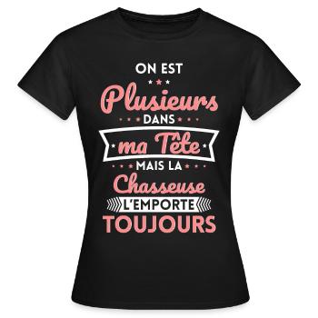 Plusieurs dans tête Chasseuse l'emporte toujours - T-shirt Femme - noir - Devant - AI Model Female 172 dark (172cm)