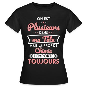 Plusieurs dans tête la Prof de Chimie l'emporte - T-shirt Femme - noir - Devant - AI Model Female 172 dark (172cm)