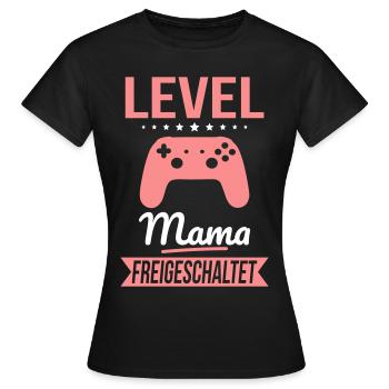 Level Mama freigeschaltet - Geschenkidee Muttertag - Frauen T-Shirt - Schwarz - Vorne - AI Model Female 172 dark (172cm)