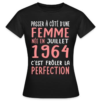 60th birthday - Born in July 1964 - Women's T-Shirt - black - Front - AI Model Female 172 dark (172cm)