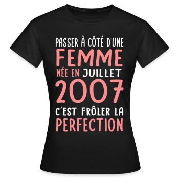 18th birthday - born in July 2007 - Women's T-Shirt - black - Front - AI Model Female 172 dark (172cm)