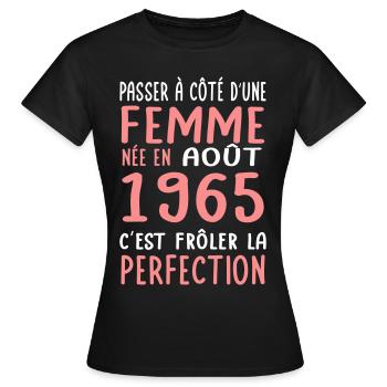 60th birthday - Born in August 1965 - Women's T-Shirt - black - Front - AI Model Female 172 dark (172cm)