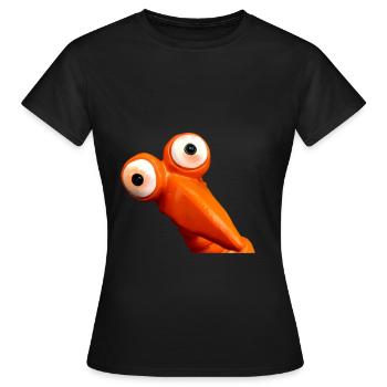 drôle d'oiseau orange avec de grands yeux - T-shirt Femme - noir - Devant - AI Model Female 172 dark (172cm)