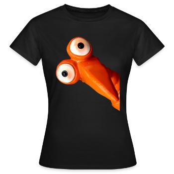 drôle d'oiseau orange avec de grands yeux - T-shirt Femme - noir - Devant - AI Model Female 172 dark (172cm)