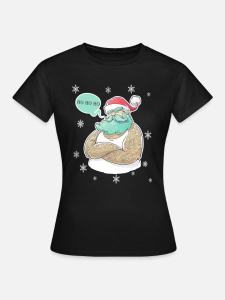 Santa Tattoo - Frauen T-Shirt - Schwarz