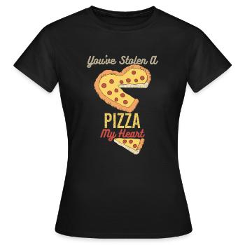 Pizza heart Valentines day gift love couple - Women's T-Shirt - black - Front - AI Model Female 172 dark (172cm)