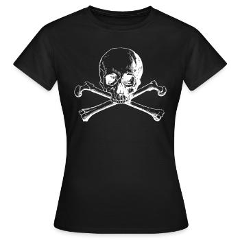 Crâne et os croisés en blanc - T-shirt Femme - noir - Devant - AI Model Female 172 dark (172cm)