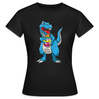 Dinosaurier T-Rex Osterhase Frohe Ostern Geschenk - Frauen T-Shirt - Schwarz - Vorne - AI Model Female 172 dark (172cm)