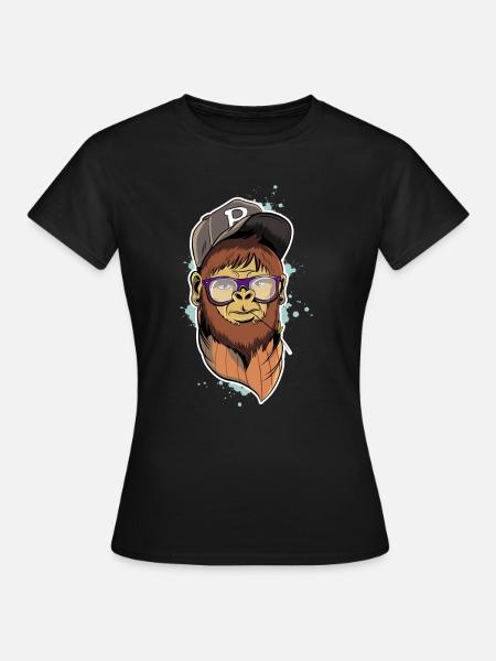Hipster Monkey - Frauen T-Shirt - Schwarz