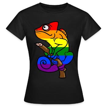 Chamäleon LBGT Gay Pride Bunt Sommer - Frauen T-Shirt - Schwarz - Vorne - AI Model Female 172 dark (172cm)