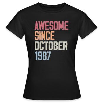 Bogosse geboren im Oktober 1987 - Fête d'anniversair - Frauen T-Shirt - Schwarz - Vorne - AI Model Female 172 dark (172cm)