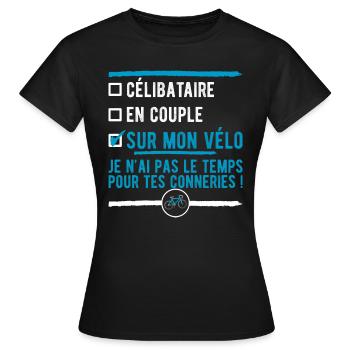 célibataire sur mon vélo t-shirt humour cycliste - T-shirt Femme - noir - Devant - AI Model Female 172 dark (172cm)