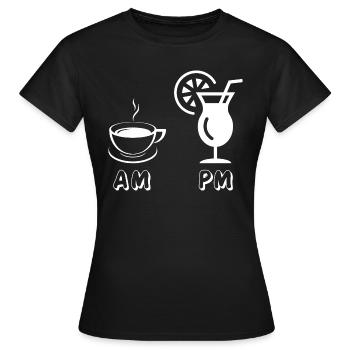 AM Coffee PM Cocktails - Women's T-Shirt - black - Front - AI Model Female 172 dark (172cm)