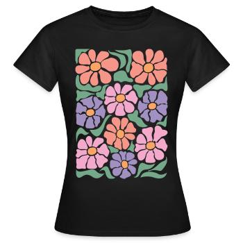 Boho Flora Blumen - Frauen T-Shirt - Schwarz - Vorne - AI Model Female 172 dark (172cm)