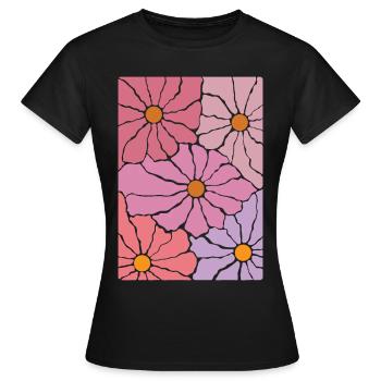 Boho Flora Blumen - Frauen T-Shirt - Schwarz - Vorne - AI Model Female 172 dark (172cm)