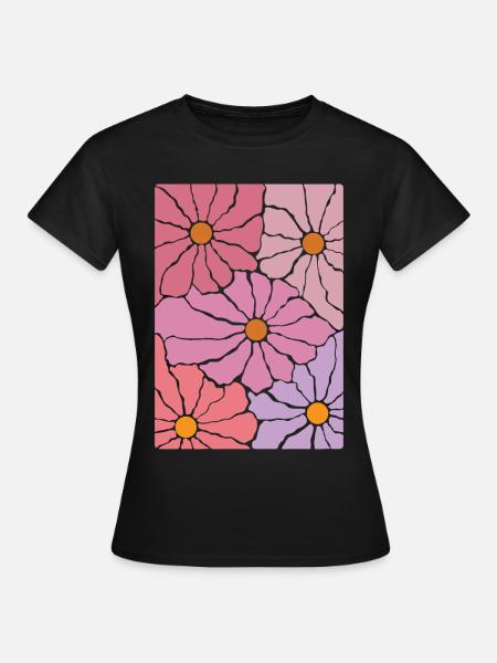 Boho Flora Blumen - Frauen T-Shirt - Schwarz