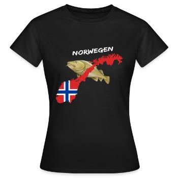 norway cod card cod hunter gift - Women's T-Shirt - black - Front - AI Model Female 172 dark (172cm)
