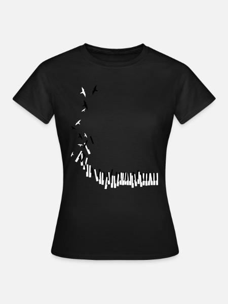 Pianist, Klavierspieler, Klavier, Piano, - Frauen T-Shirt - Schwarz
