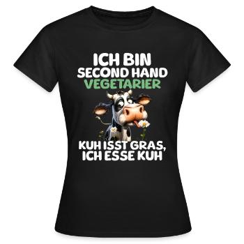 Second Hand Vegetarier - Frauen T-Shirt - Schwarz - Vorne - AI Model Female 172 dark (172cm)