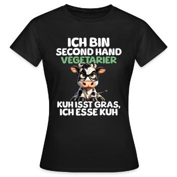 Second Hand Vegetarier - Frauen T-Shirt - Schwarz - Vorne - AI Model Female 172 dark (172cm)