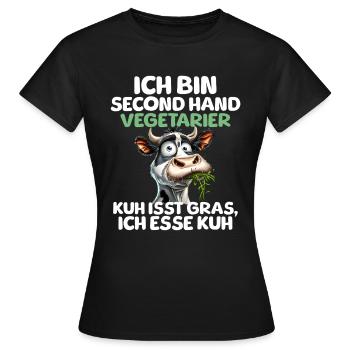 Second Hand Vegetarier - Frauen T-Shirt - Schwarz - Vorne - AI Model Female 172 dark (172cm)