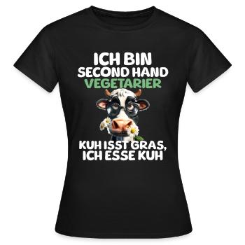 Second Hand Vegetarier - Frauen T-Shirt - Schwarz - Vorne - AI Model Female 172 dark (172cm)