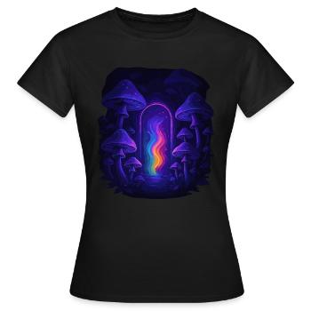 Champignon magique - Portail de la forêt de champignons - T-shirt Femme - noir - Devant - AI Model Female 172 dark (172cm)