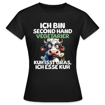 Second Hand Vegetarier - Frauen T-Shirt - Schwarz - Vorne - AI Model Female 172 dark (172cm)