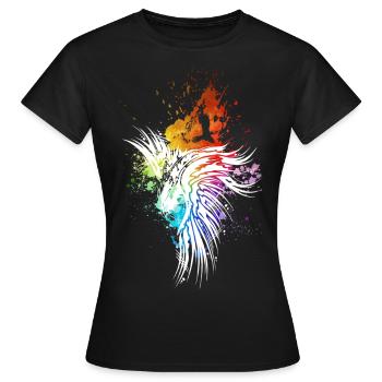 Raven rainbow blobs white - Women's T-Shirt - black - Front - AI Model Female 172 dark (172cm)