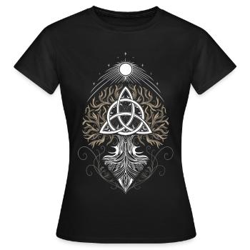 Yggdrasil Lebensbaum Triquetra - Frauen T-Shirt - Schwarz - Vorne - AI Model Female 172 dark (172cm)
