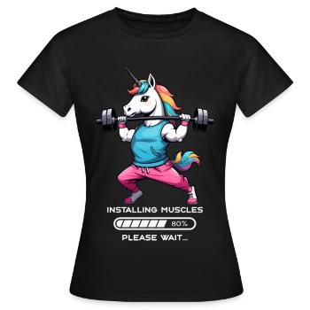 Licorne bodybuilder - T-shirt Femme - noir - Devant - AI Model Female 172 dark (172cm)