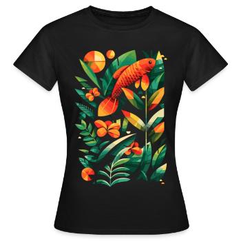 Fischerei Grafik - Frauen T-Shirt - Schwarz - Vorne - AI Model Female 172 dark (172cm)