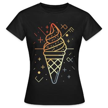 Cornet de crème glacée croquis style rétro - T-shirt Femme - noir - Devant - AI Model Female 172 dark (172cm)