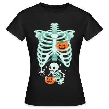 Halloween Pregnancy Pumpkin Skeleton Funny - Women's T-Shirt - black - Front - AI Model Female 172 dark (172cm)