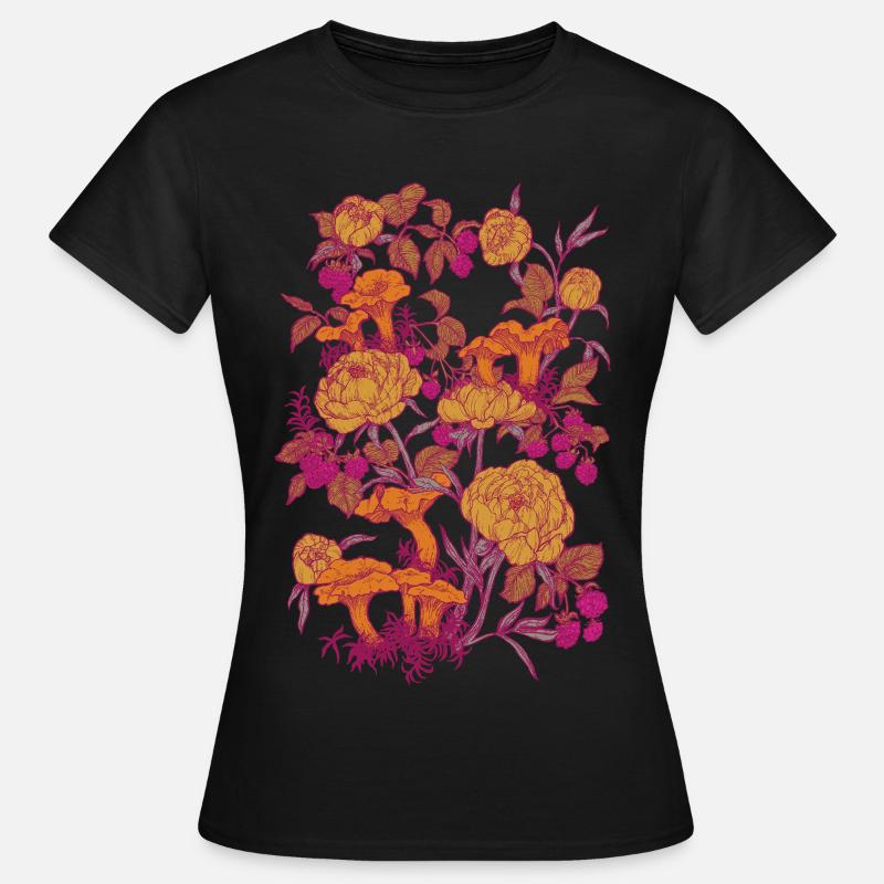PÆONER OG KANTARELLER - Dame-T-shirt - sort