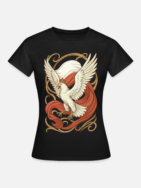 Polska Eagle Flaga Art Nouveau Prezent - Koszulka damska - czarny