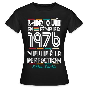 50-jähriges Jubiläum – Hergestellt im Februar 1976 - Frauen T-Shirt - Schwarz - Vorne - AI Model Female 172 dark (172cm)