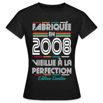 2008 – Made – Aged to perfection - Women's T-Shirt - black - Front - AI Model Female 172 dark (172cm)