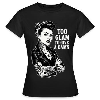Rockabella Pin-Up: Outlaw Tattoo Girl & Lederjacke - Frauen T-Shirt - Schwarz - Vorne - AI Model Female 172 dark (172cm)