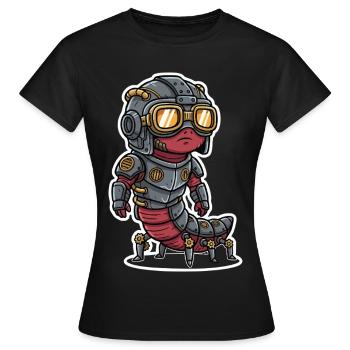 Centipede Steampunk Gepanzerte Stahlrüstung - Frauen T-Shirt - Schwarz - Vorne - AI Model Female 172 dark (172cm)