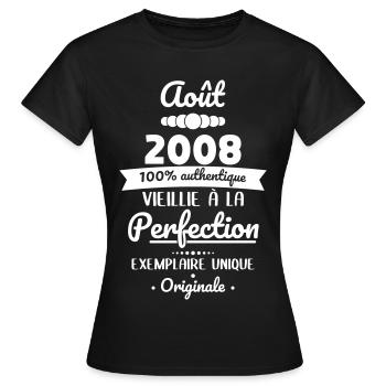 18. Geburtstag – August 2008 (Original) - Frauen T-Shirt - Schwarz - Vorne - AI Model Female 172 dark (172cm)