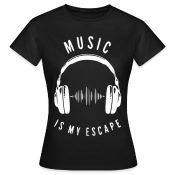 Music is my escape - Women's T-Shirt - black - Front - AI Model Female 172 dark (172cm)