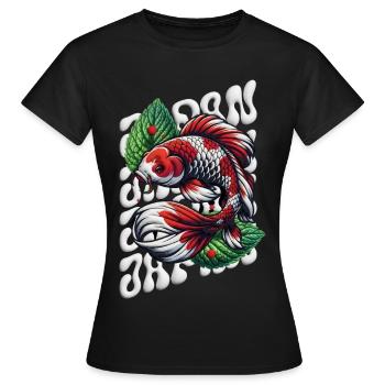 Poisson Koi Style Zen Pelucheux - T-shirt Femme - noir - Devant - AI Model Female 172 dark (172cm)