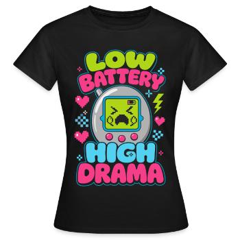 Low Battery High Drama Retro - Frauen T-Shirt - Schwarz - Vorne - AI Model Female 172 dark (172cm)