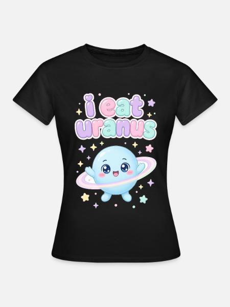 I eat Uranus – kawaii Planet - Frauen T-Shirt - Schwarz