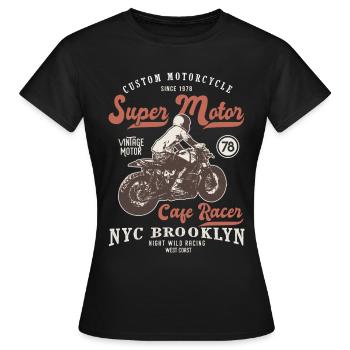 super motor racer mortorcycle custom moto vintage - Frauen T-Shirt - Schwarz - Vorne - AI Model Female 172 dark (172cm)