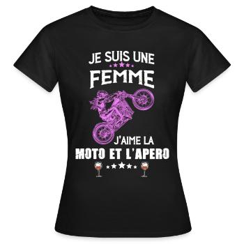 Femme simple moto apero Cadeau Motarde - T-shirt Femme - noir - Devant - AI Model Female 172 dark (172cm)