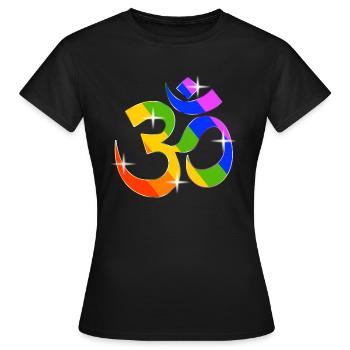 LGBT Om Shanti Gay Pride Spiritual Rainbow - T-shirt Femme - noir - Devant - AI Model Female 172 dark (172cm)