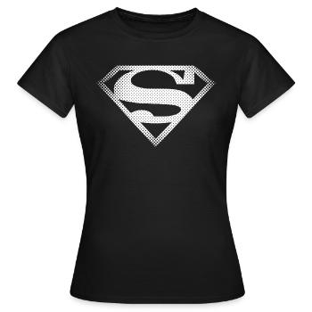 DC Comics Originals Superman Retro Symbol - Frauen T-Shirt - Schwarz - Vorne - AI Model Female 172 dark (172cm)